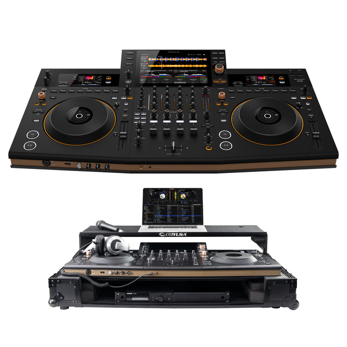 Pioneer DJ OPUS-QUAD Professional 4-Channel All-in-One DJ System (Black) + Odyssey FFXOPUSQUADCW1 Flight Effects Case