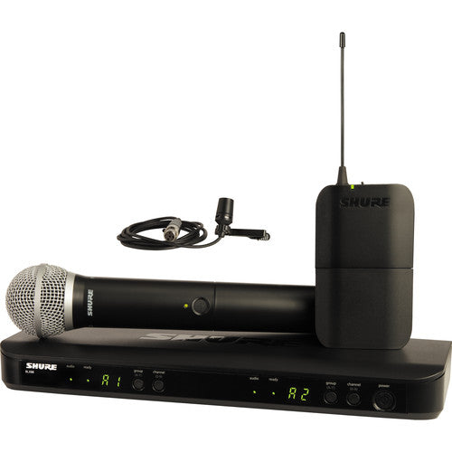 Shure BLX1288/CVL Dual-Channel Wireless Combo Lavalier & Handheld Microphone System (J10: 584 to 608 MHz) - Rock and Soul DJ Equipment and Records