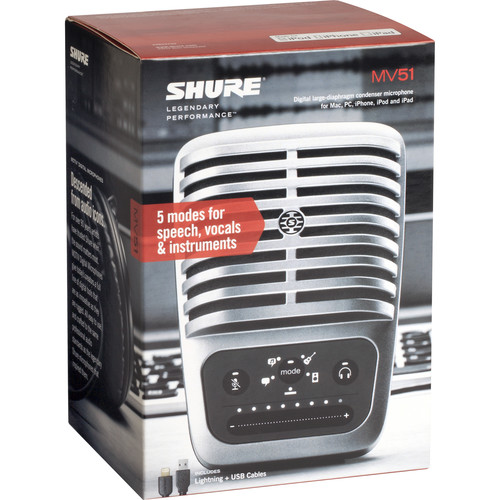 Shure MOTIV MV51 Digital Large-Diaphragm Condenser Mic for Mac/PC/iOS/Android - Rock and Soul DJ Equipment and Records
