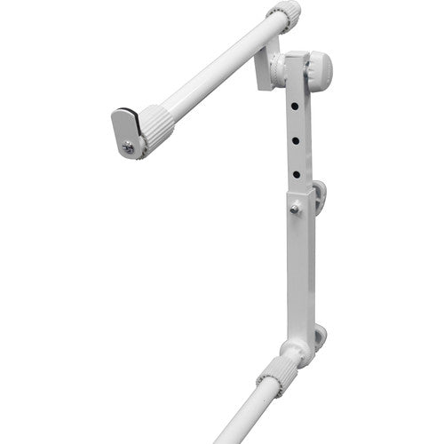Odyssey Innovative Designs X-Stand Combo Dual-Tier Heavy-Duty Folding Stand with Microphone Boom & Laptop/Gear Shelf (white) - Rock and Soul DJ Equipment and Records