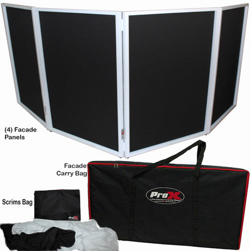 ProX Portable 4-Panel DJ Facade (White Frame) - Rock and Soul DJ Equipment and Records