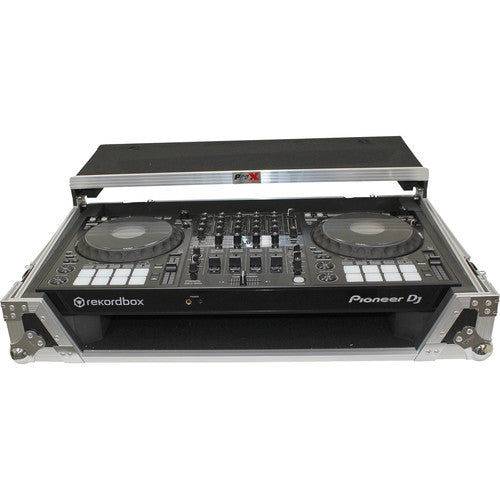 ProX Flight Case for Pioneer DDJ-1000 Controller with Laptop Shelf and Wheels (Silver-on-Black) - Rock and Soul DJ Equipment and Records