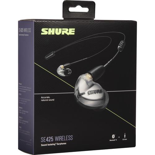 Shure SE425 Wireless Sound-Isolating Earphones W/ Bluetooth 5.0, 3.5mm In-Line Remote/Mic Cables (Silver) - Rock and Soul DJ Equipment and Records