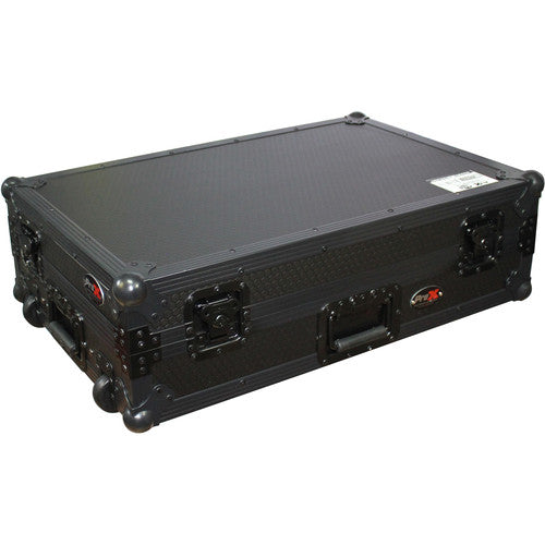 ProX LED Flight Case with 1 RU Rackspace and Wheels for Pioneer DJ DDJ-SX2, DDJ-SX3 & DDJ-RX Controllers (Black on Black)