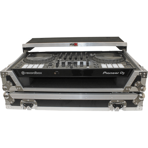ProX LED Flight Case with 1 RU Rackspace and Wheels for Pioneer DJ DDJ-1000 (Silver on Black) - Rock and Soul DJ Equipment and Records