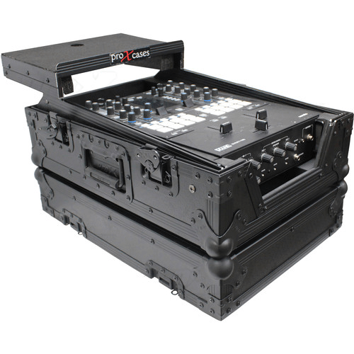 ProX XS-RANE72LTBL Flight Case with Shelf for 11" Rane 72 DJ Mixer (Black-on-Black) - Rock and Soul DJ Equipment and Records