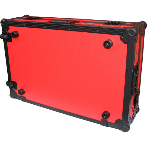 ProX XS-DDJ1000 WLTRB LED Flight Case for Pioneer DDJ-1000 Controller with Shelf, Wheels, and LED Kit (Black on Red)