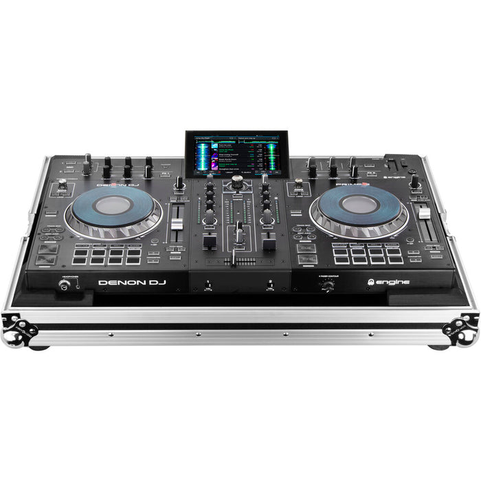 Odyssey Innovative Designs Flight Zone Case for Denon Prime 2 DJ Controller System (Silver on Black) - Rock and Soul DJ Equipment and Records