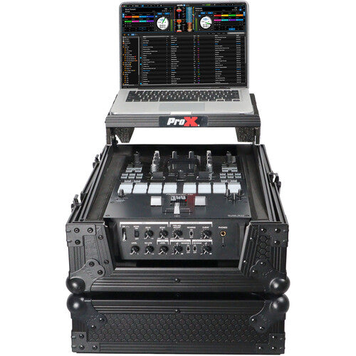 ProX Flight Case for Rane 72 W/ Laptop Shelf (Black on Black) - Rock and Soul DJ Equipment and Records