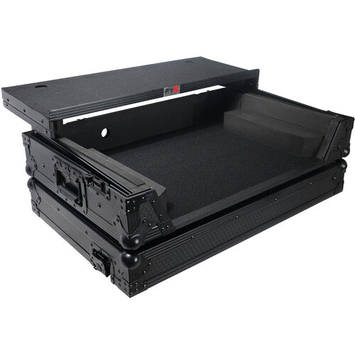 ProX Flight Case with Laptop Shelf, 1 RU Rackspace & Wheels for RANE ONE (Black on Black) - Rock and Soul DJ Equipment and Records
