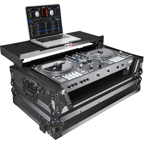 ProX Flight Case with Laptop Shelf, 1 RU Rackspace & Wheels for RANE ONE (Black on Black) - Rock and Soul DJ Equipment and Records