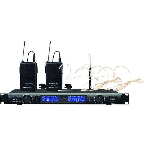 Technical Pro WM1352 2-Person Wireless Combo Microphone System (UHF: 509.8 to 556.5 MHz)
