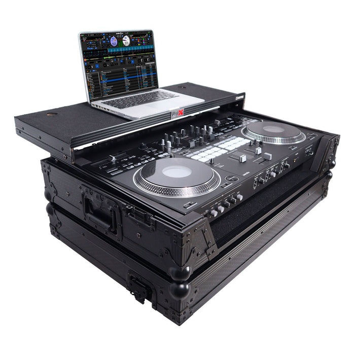 ProX Flight Case For Pioneer DDJ-REV7 Controller with Laptop Shelf and Wheels (Black on Black)