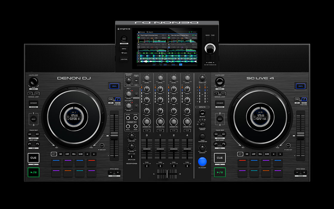 Denon DJ SC Live 4-Standalone Controller, 4-Channel Mixer, Amazon Music Unlimited Streaming, Wi-Fi, Speakers, Serato DJ & Virtual DJ Compatible