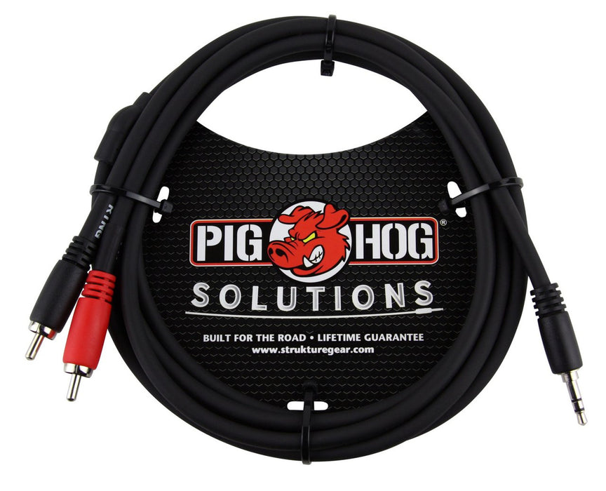 Pig Hog PB-S3R06 3.5 mm to Dual RCA (Male) Stereo Breakout Cable, 6 Feet
