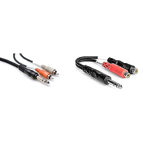 Hosa TRS-202 1/4" TRS to Dual RCA Insert Cable, 2 Meters & YPR-102 1/4" TRS to Dual RCAF Stereo Breakout Cable