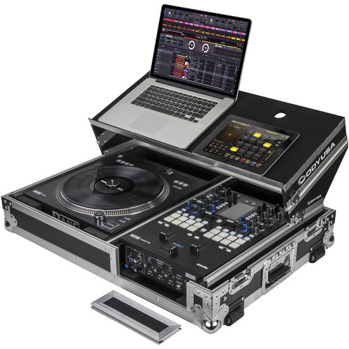 Odyssey Flight Zone Glide Style DJ Coffin for Rane Seventy-Two Mixer & Twelve Controller (Silver & Chrome Hardware)