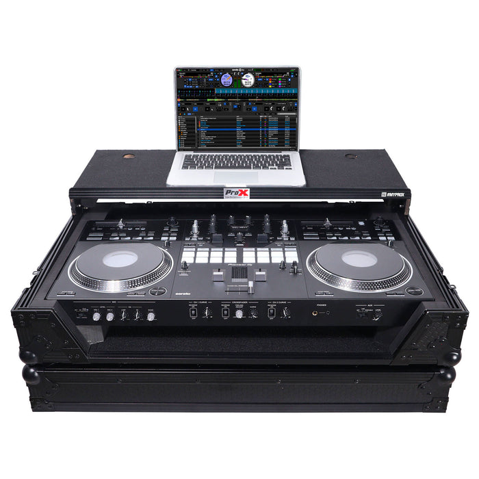 ProX Flight Case For Pioneer DDJ-REV7 Controller with Laptop Shelf and Wheels (Black on Black)