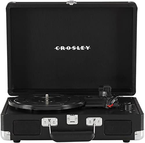 Crosley CR8005DP-BK1 Cruiser Plus Vintage 3-Speed Bluetooth in/Out Suitcase Vinyl Record Player Turntable, Black