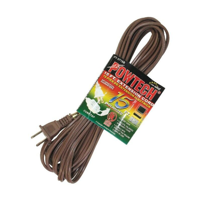 POWTECH UL Heavy duty Household Extension Cord, 16 Gauge Power Cord with 3 Recepacle Cube Tap 125V, 13 Amps, 1625 W - 15 FT Brown