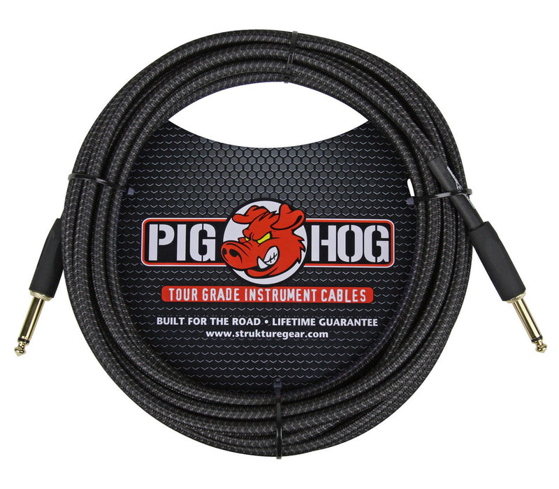 Pig Hog Black Woven 20' Instrument Cable