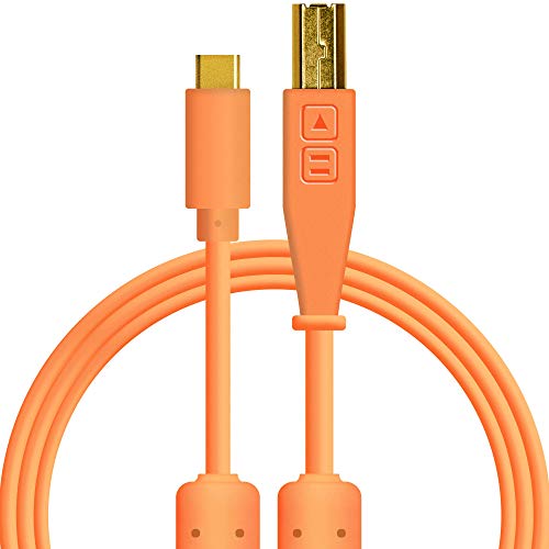 Chroma Cables Audio Optimized USB-C to USB-B Cable Neon Orange