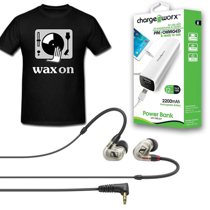 Sennheiser IE 400 Pro Monitor Earphones (Clear) + W.O. T-shirt + Power Bank - Rock and Soul DJ Equipment and Records