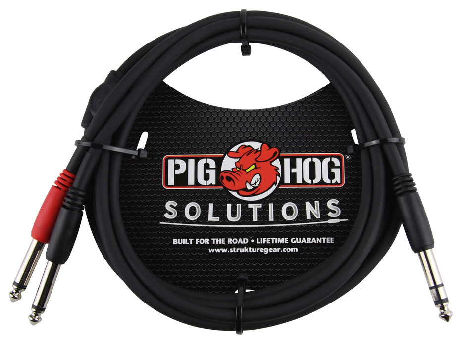 PIG HOG SOLUTIONS - 6FT TRS(M)-DUAL 1/4" INSERT CABLE - Rock and Soul DJ Equipment and Records