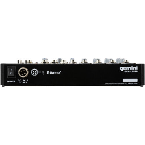 Gemini GEM-12USB Compact 12-Channel Bluetooth Audio Mixer with USB