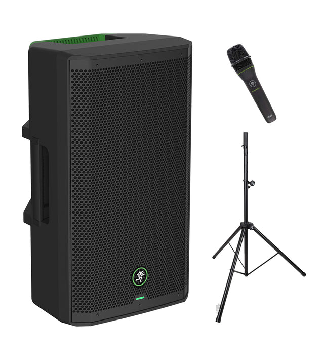 Mackie Thrash212 GO Battery-Powered Loudspeaker + T100 Tripod Stand + EM-89D Microphone