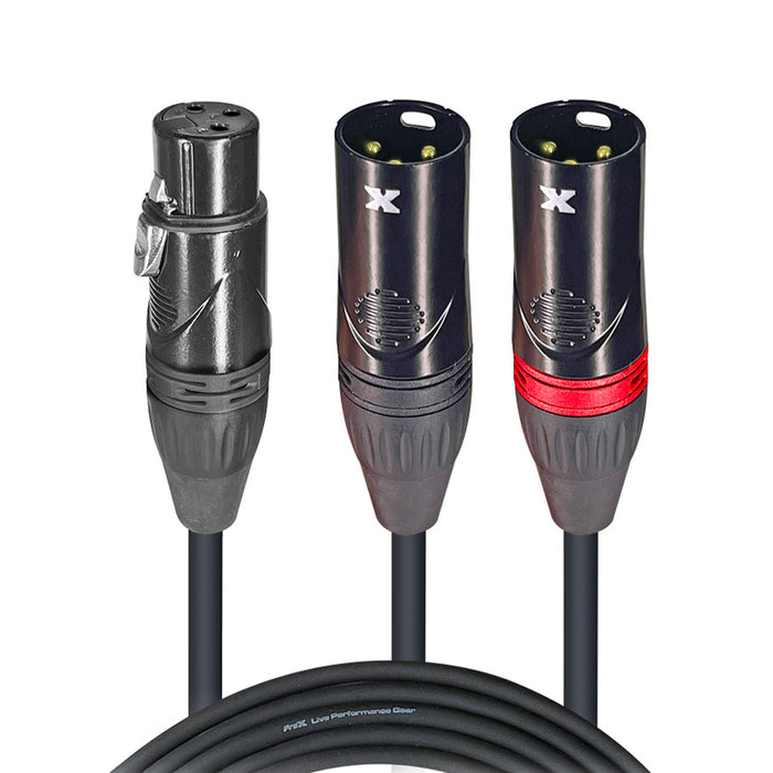ProX XC-YXF25 25FT Balanced XLR-F to Dual XLR-M Audio Y Cable