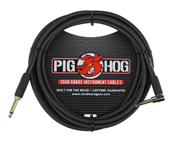Pig Hog PCH10BKR Vintage-Series Instrument Cable-10-ft Right Angle - Black