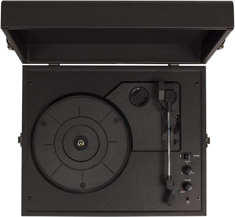 Crosley CR8017A-BK Voyager Vintage Portable Turntable with Bluetooth Receiver and Built-in Speakers, Black