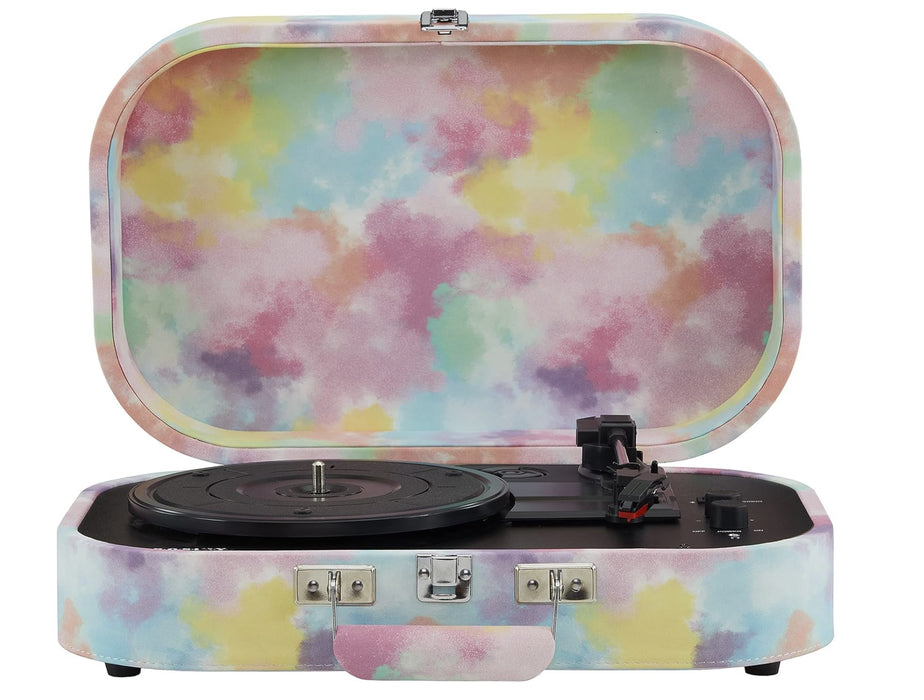 Crosley CR8009B-TD Discovery Vintage Bluetooth in/Out 3-Speed Belt-Driven Suitcase Vinyl Record Player Turntable, Tie-Dye