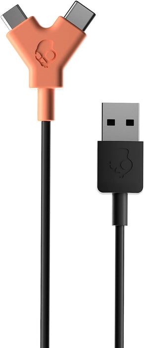 Skullcandy Line Round Charging Cable, USB-A to Lightning - True Black/Orange