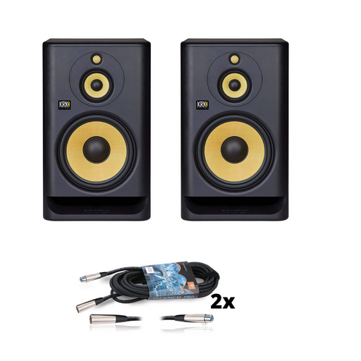 KRK RP103 ROKIT 103 G4 Tri-Amp 10" Three Way Powered Studio Monitor (Pair) + XLR to XLR Female Audio Cables (Blk) (1 lbs) (96) (pair)