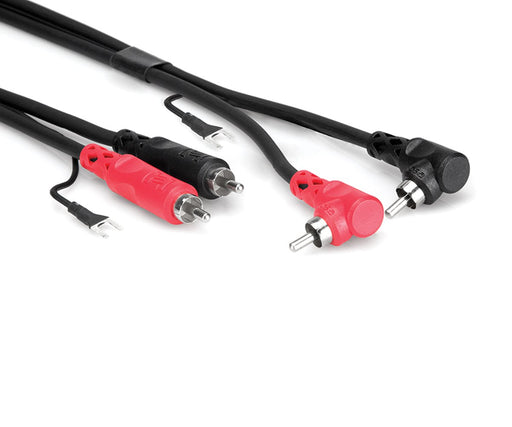 Hosa Stereo Interconnect, Dual RCA to Dual Right-angle RCA with Ground Wire - Rock and Soul DJ Equipment and Records