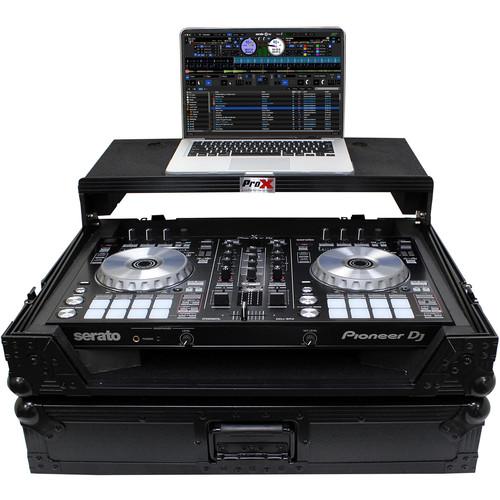 ProX Flight Case for Pioneer DDJ-SR2 Controller with Laptop Shelf and LED Kit (Black-on-Black) - Rock and Soul DJ Equipment and Records