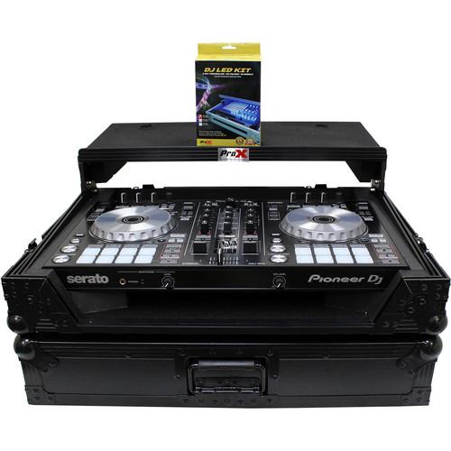ProX Flight Case for Pioneer DDJ-SR2 Controller with Laptop Shelf and LED Kit (Black-on-Black) - Rock and Soul DJ Equipment and Records