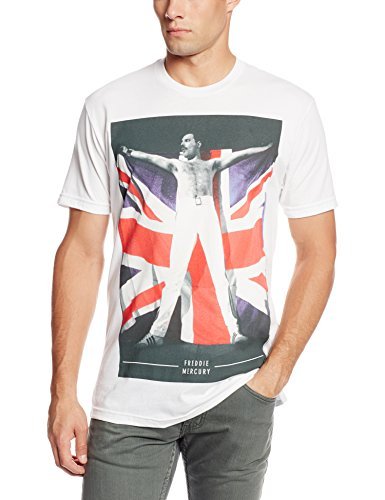 Freddie Mercury Men'S Freddie Mercury Freddie Flag T-Shirt, White, Small