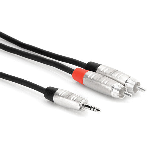 Hosa Technology REAN 3.5mm TRS to Dual RCA Pro Stereo Breakout Cable (3') - Rock and Soul DJ Equipment and Records
