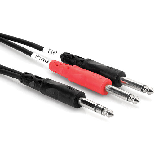 Hosa Technology Stereo 1/4" Male to (2) Mono 1/4" Male Y-Cable - 9.84' (3 m) - Rock and Soul DJ Equipment and Records