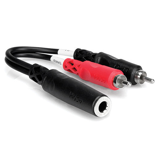 Hosa Technology Stereo 1/4" Female to 2 RCA Male Y-Cable - 6" - Rock and Soul DJ Equipment and Records