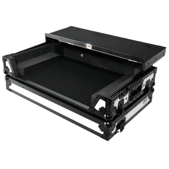 PROX XS-DDJREV7 WLTWH Fits Pioneer DDJ-REV7Case White on Black with Sliding Laptop Shelf and Wheels