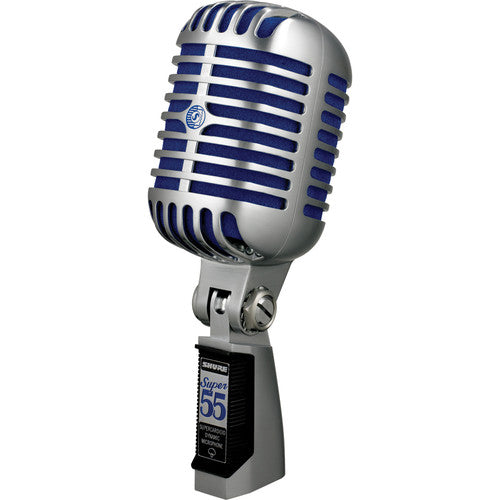 Shure Super 55 Supercardioid Dynamic Microphone (Chrome with Blue Foam) - Rock and Soul DJ Equipment and Records