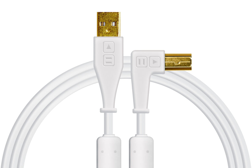 Chroma Cables: Audio Optimized USB Cables - White Right Angle - Rock and Soul DJ Equipment and Records