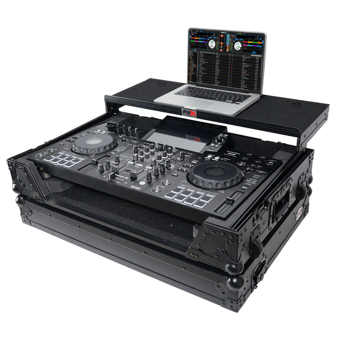 Prox Flight Case for Pioneer XDJ-RX3 RX2 Case w/ Sliding Laptop Shelf and Wheels | Black on Black