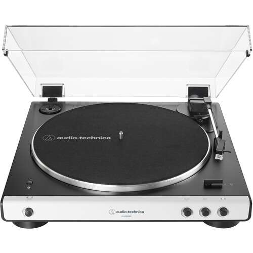 Audio-Technica Consumer AT-LP60XBT Stereo Turntable with Bluetooth (White & Black) + Free Lunch Box - Rock and Soul DJ Equipment and Records