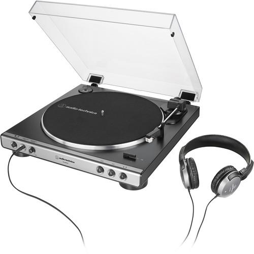 Audio-Technica Consumer AT-LP60XHP Stereo Turntable with Headphones (Gunmetal & Black) + Free Lunch Box - Rock and Soul DJ Equipment and Records