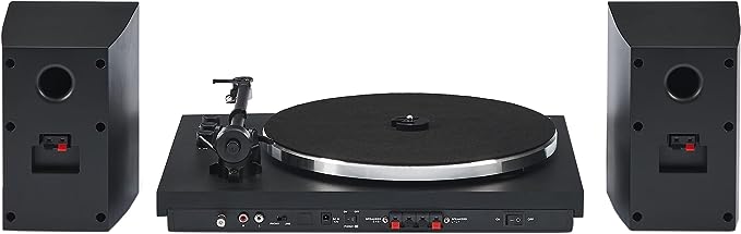Crosley T150C-BK 2-Speed Bluetooth Turntable Record Player System with Weighted Tone Arm and Stereo Speakers, Black